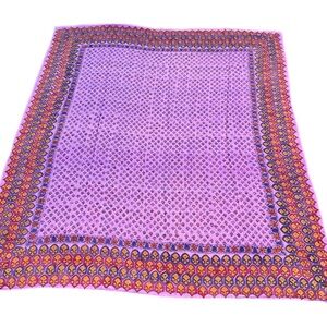 Vintage Indian Cotton Block Print Tablecloth/Picnic Blanket 100x85” purple multi